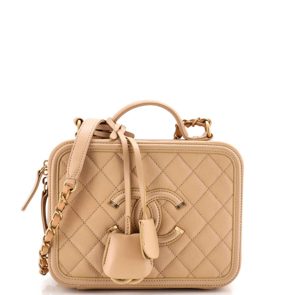 Chanel Medium Filigree Vanity Case Quilted Caviar